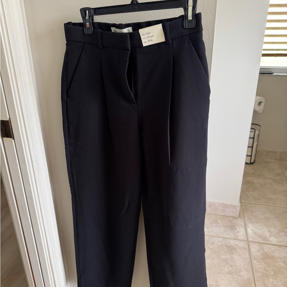 Abercrombie & Fitch High Waisted Straight Leg Black Trousers 27S 4S